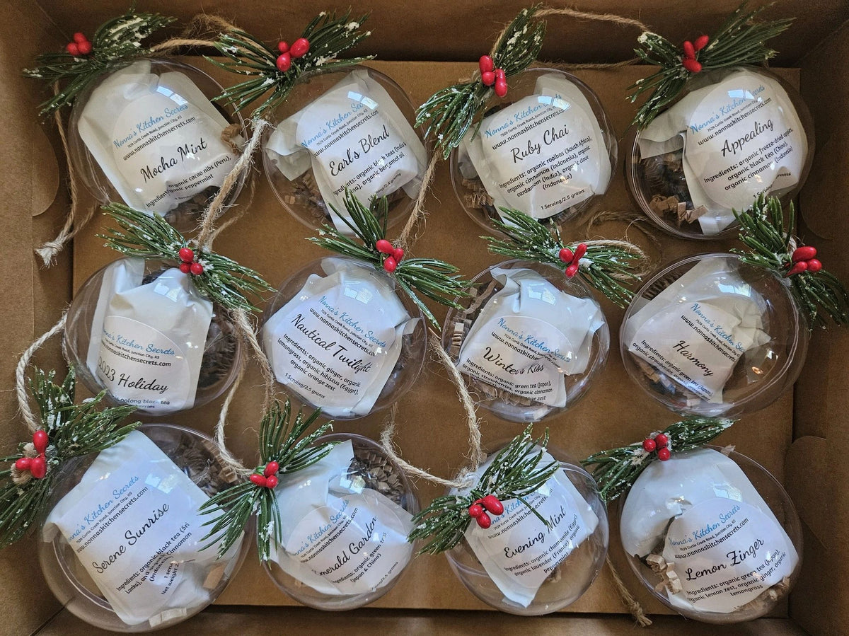 12 Teas of Christmas Ornament Set